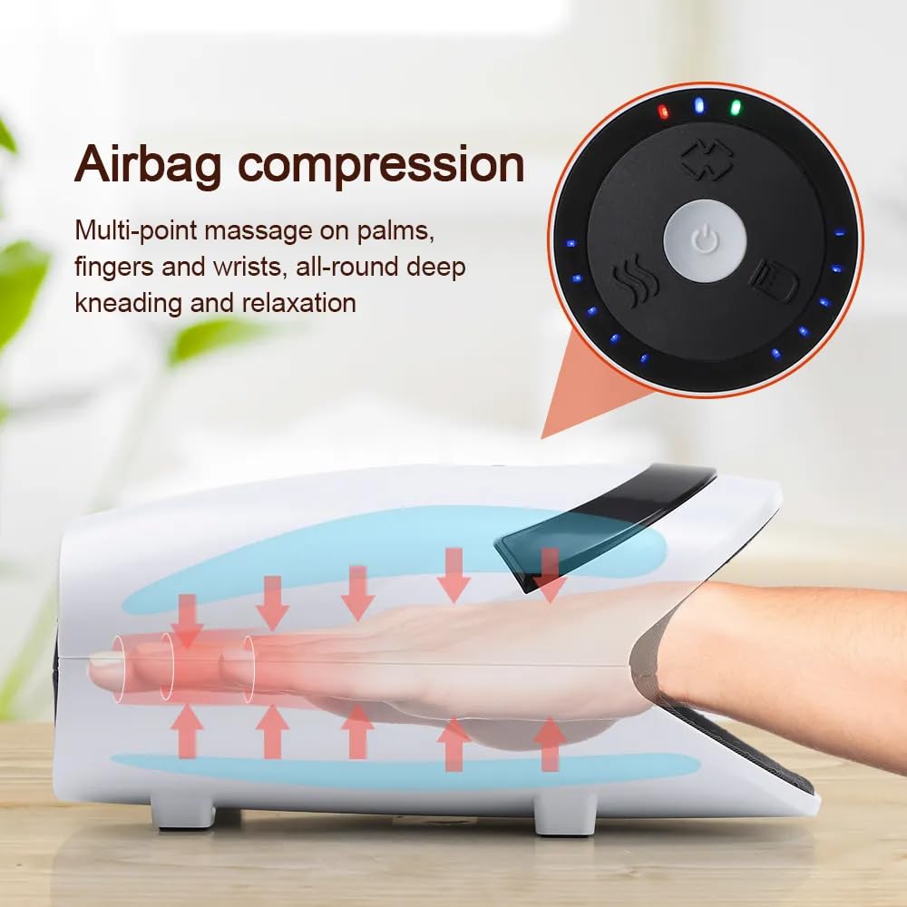 Enem Smart Hand Massager Machine, Hand Massage with Heat and Compression, Massager for Arthristis, Hand Wrist Finger Massager, 3 Heat Levels & Intensities, Gifts for Women, Men