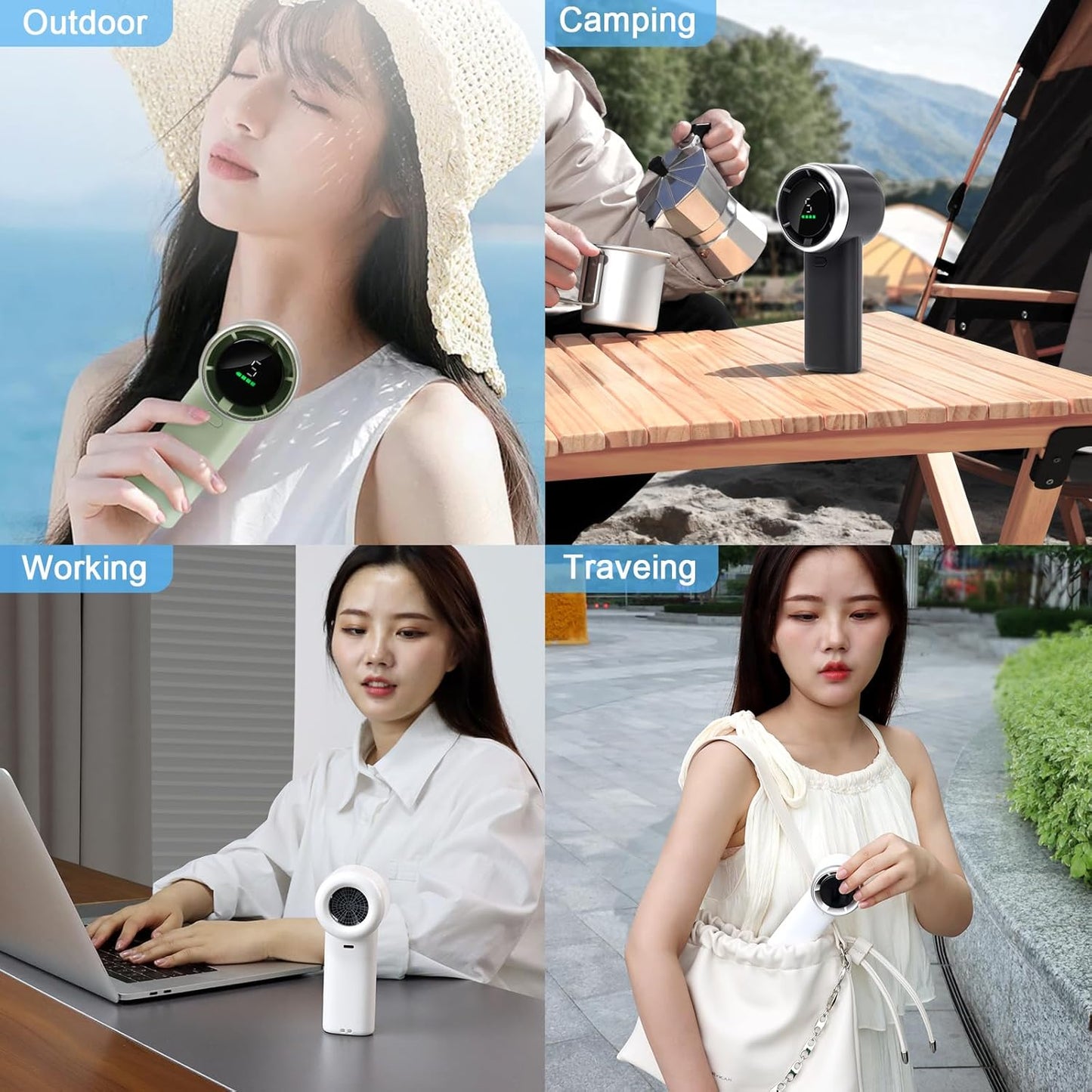 Enem Portable Mini Hand Fan 5200mAh High Speed Handheld Turbo Fan, 13000 RPM Powerful Cooling Ice Fan, Rechargeable, 100 Speeds Adjustable, Digital Display