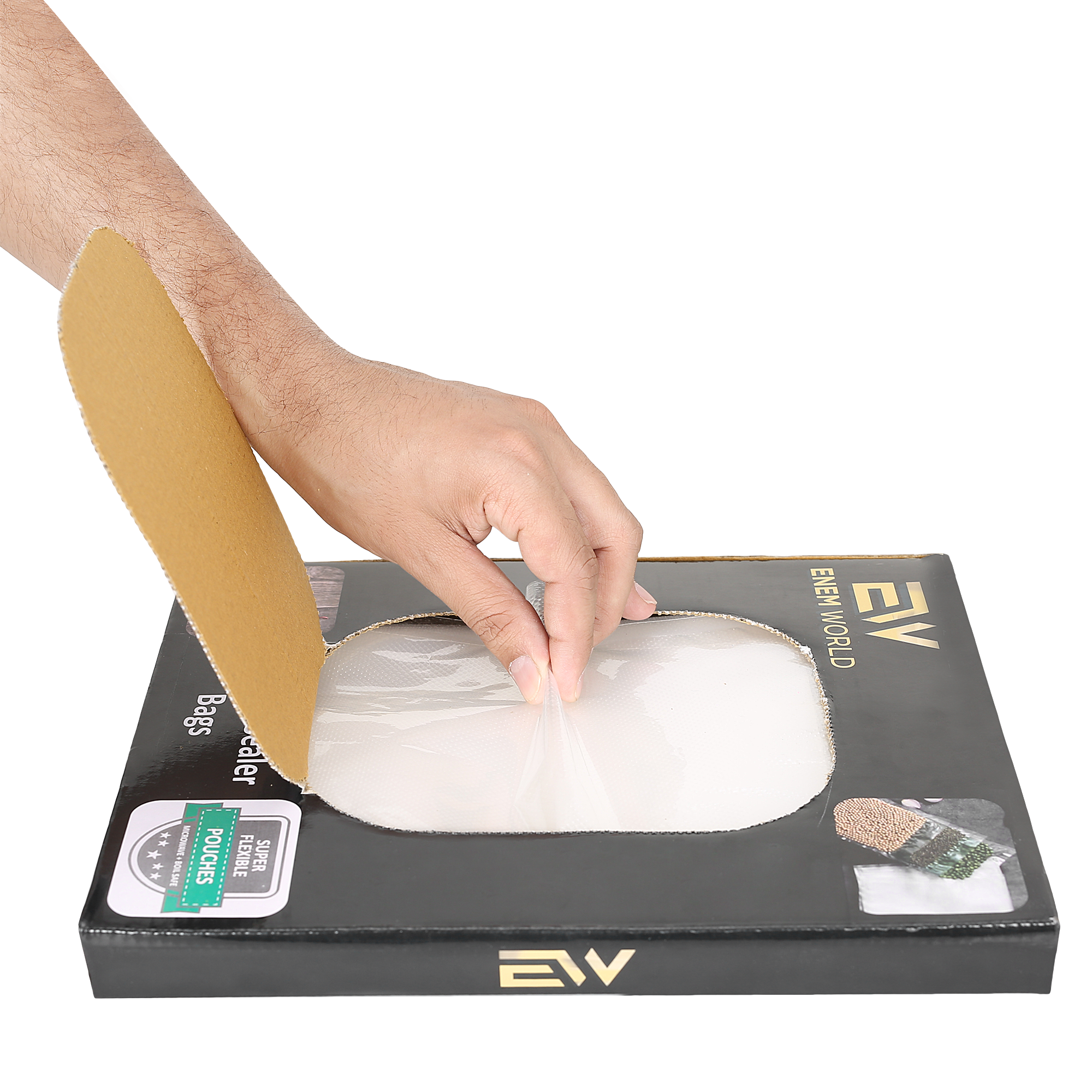 ENEM Vacuum Sealing Bags, 17cm x 25cm, Vacuum Sealing Machine Pouches, Food Grade & Microwaveable Pouches, 90 Micron Thickness, Pack of 50