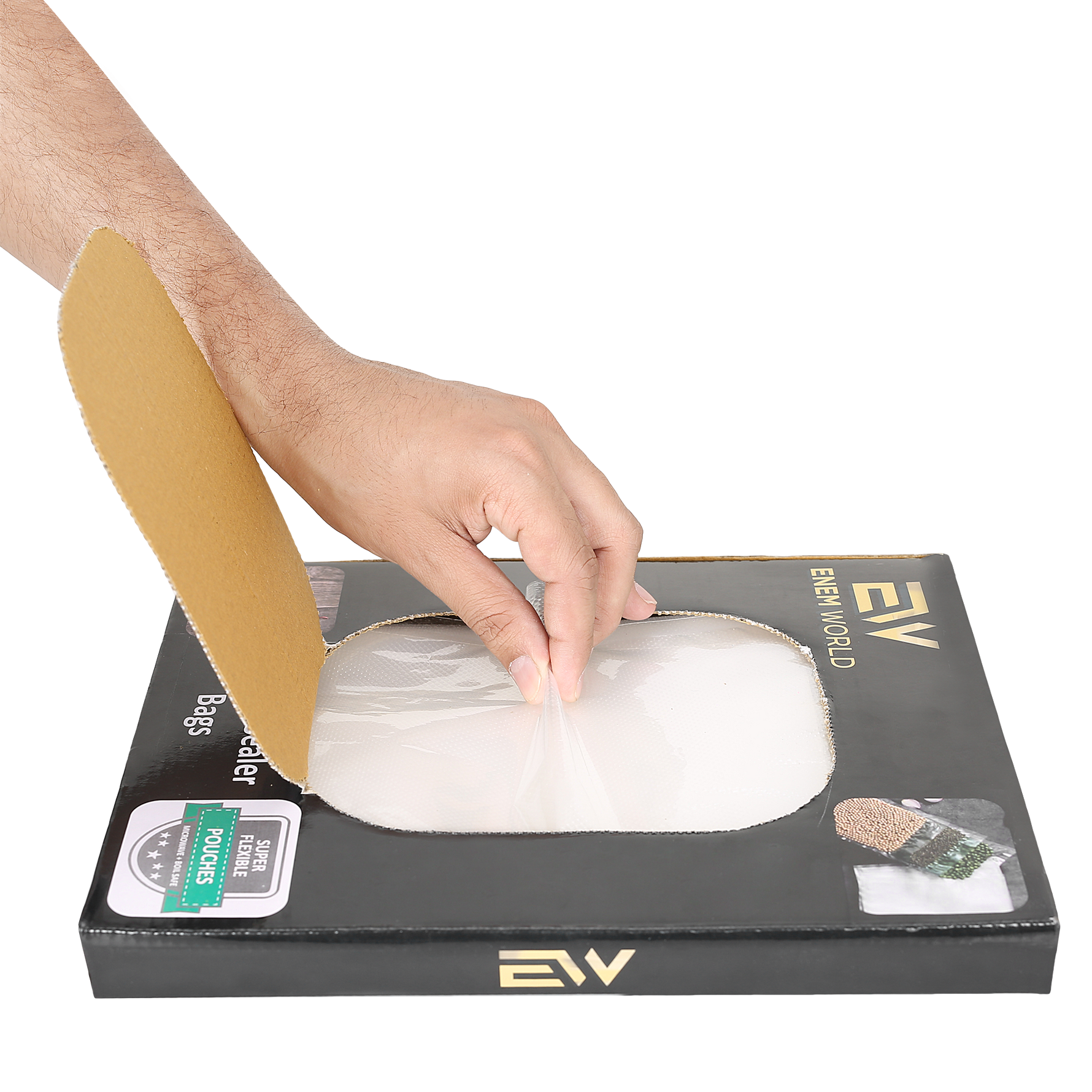 ENEM Vacuum Sealing Bags, 17cm x 25cm, Vacuum Sealing Machine Pouches, Food Grade & Microwaveable Pouches, 90 Micron Thickness, Pack of 50