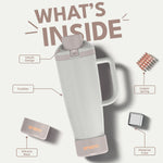 enem Vanilla Latte Inbuilt Straw Tumbler with Handle, Stainless Steel Large Travel Mug, 1.2L