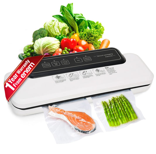 Enem Medium Vacuum Sealer (White), with Free 10 Pouches