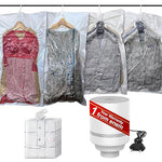 ENEM Hanging Vacuum Storage Bags with Electric Pump – Pack of 4 (2 Jumbo + 2 Large) | Space-Saving Wardrobe Organizer | Reusable | 1 Year Warranty