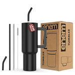 enem Tumbler, Alpha Black, Insulated Premium Stainless Steel Travel Mug with Handle, Lid & Straw, 1.2L for Coffee, Iced Tea, or Water