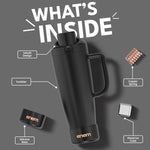 enem Midnight Black Inbuilt Straw Tumbler with Handle, Stainless Steel Large Travel Mug, 1.2L