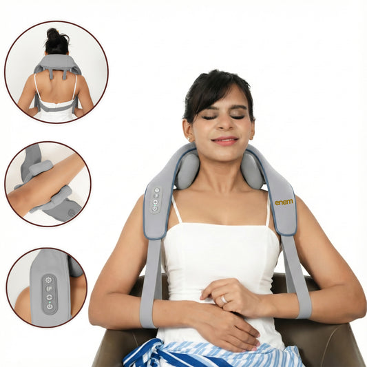 enem Back Massager for Pain Relief, Neck Massager for Cervical Pain, Body Massager Machine for Pain Relief, with Heat Circulation Eases Muscle Soreness, Grey