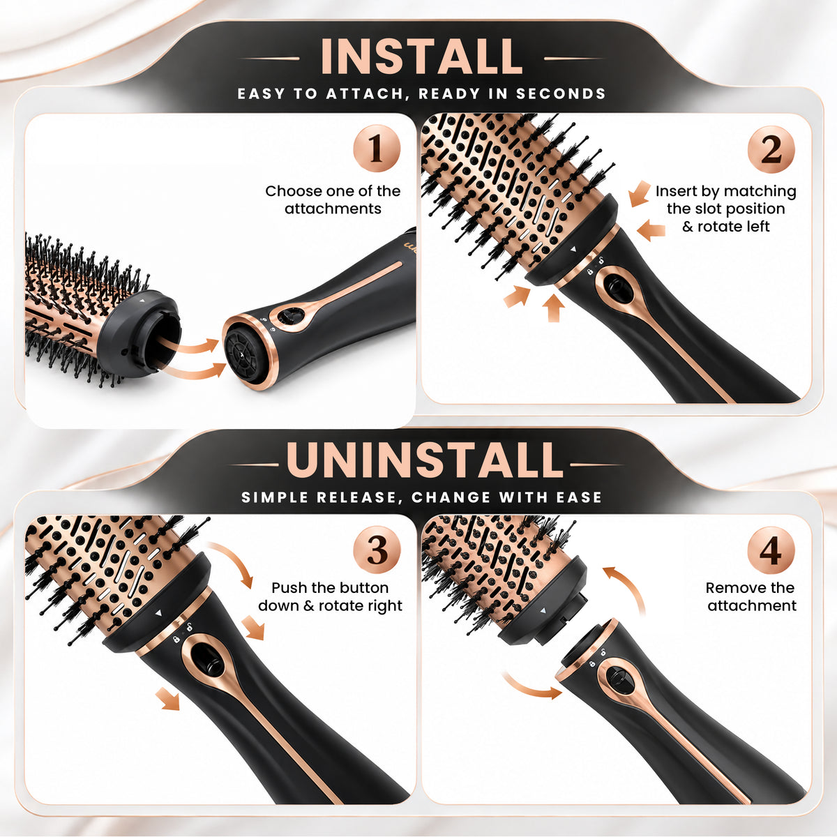 enem 3-in-1 Hot Air Brush, 1.5 Inch Barrel Hair Dryer, Hair Straightener & Volumizer, 1200W Blow Dryer Styling Tool for Hairs for Girls & Womens