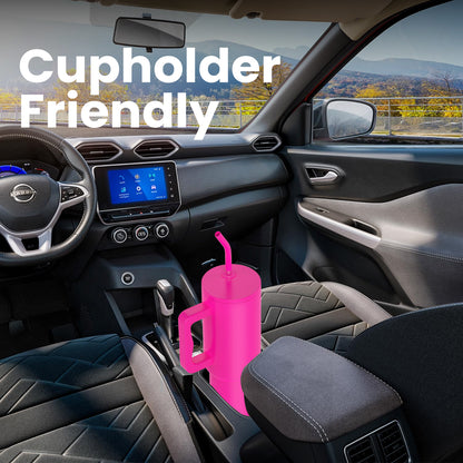 enem Stainless Steel Majestic Pink Tumbler, with Sipper, with 1 Metal Ice Cube & 1 Copper Spring (Tamba), Vacuum Insulated Travel Mug, for Water/Tea/Coffee/Smoothie, 1.2 L