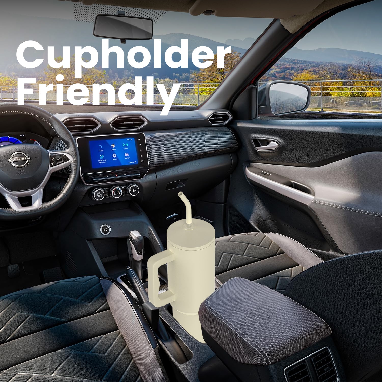 enem Stainless Steel Beige, with 1 Metal Ice Cube, 1 Copper Spring (Tamba), Tumbler Protector, Vacuum Insulated Travel Mug, for Water/Tea/Coffee/Smoothie, 1.2 L