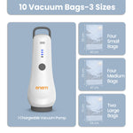 Enem Vacuum Bags For Clothes With Portable Pump | Pack of 10 (2 Large, 4 Medium, 4 Small) | Travel Vacuum Bags For Clothes | Wardrobe Organizer For Storage, 1 year Warranty from Enem