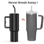 enem Tumbler, Alpha Black, Insulated Premium Stainless Steel Travel Mug with Handle, Lid & Straw, 1.2L for Coffee, Iced Tea, or Water