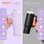 enem Lavender Knot Inbuilt Straw Tumbler with Handle, Stainless Steel Large Travel Mug, 1.2L