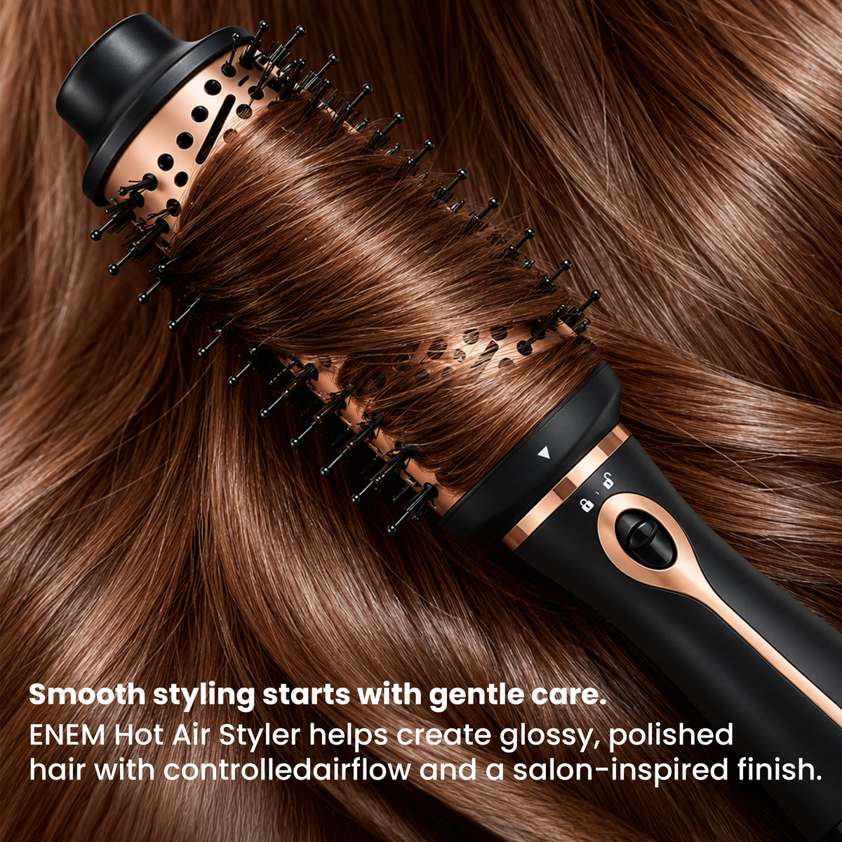 enem 3-in-1 Hot Air Brush, 1.5 Inch Barrel Hair Dryer, Hair Straightener & Volumizer, 1200W Blow Dryer Styling Tool for Hairs for Girls & Womens