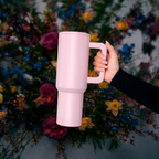 enem Tumbler, Rose Whisper, Tumbler with Metal Straw, Sipper, with Lid Leak Proof, 1 Metal Ice Cube, 1 Copper Spring (Tamba), Base Protector, Mug Travel, 1.2L