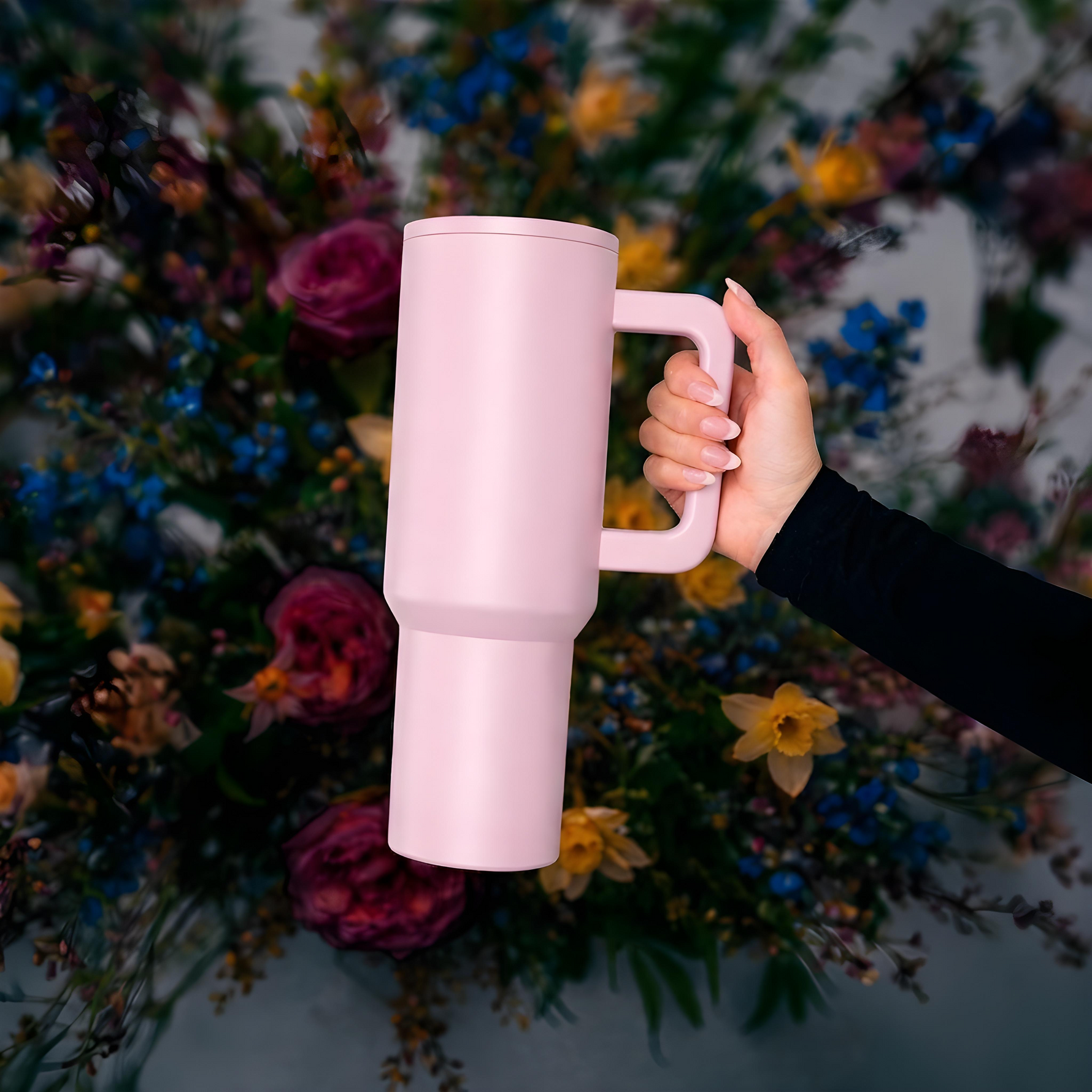 enem Tumbler, Rose Whisper, Tumbler with Metal Straw, Sipper, with Lid , 1 Metal Ice Cube, 1 Copper Spring (Tamba), Base Protector, Mug Travel, 1.2L