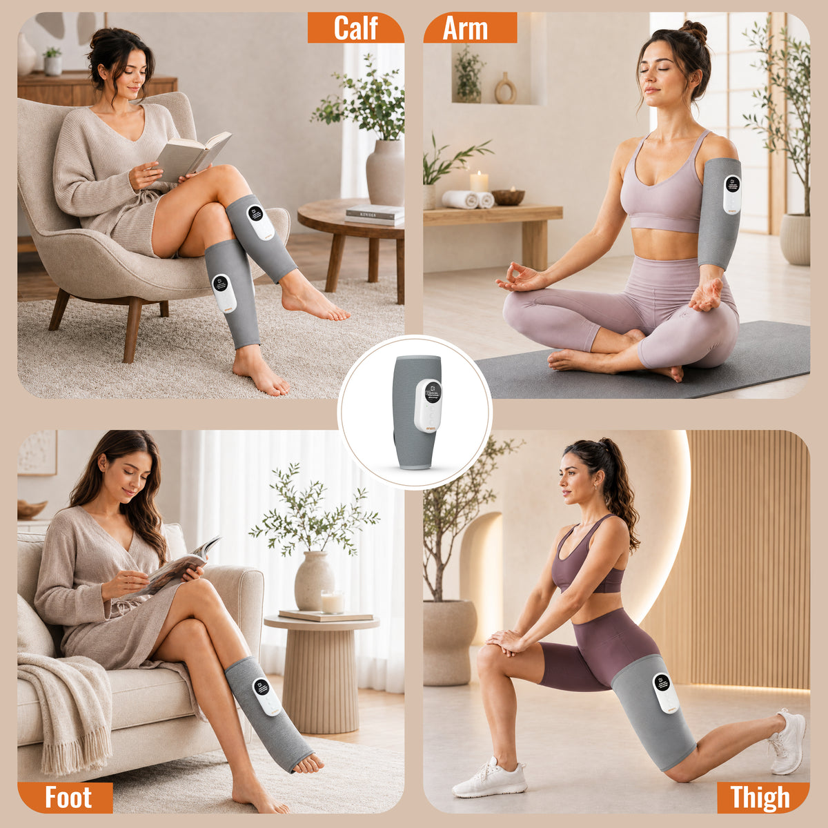 enem Leg Massager for Circulation, Air Compression Calf Massager with Heat, 3 Massage Modes & 3 Intensity Levels, Adjustable Leg Wraps for Muscle Relaxation, Foot & Calf Massage, (Pair, Gr