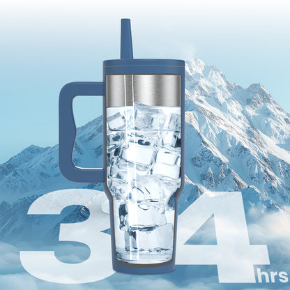 Enem Stainless Steel Blue Tumbler, with 2 Stainless Steel Ice Cubes, 1.2 L