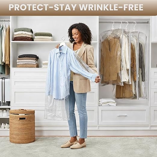 ENEM Hanging Vacuum Storage Bags with Electric Pump – Pack of 4 (2 Jumbo + 2 Large) | Space-Saving Wardrobe Organizer | Reusable | 1 Year Warranty