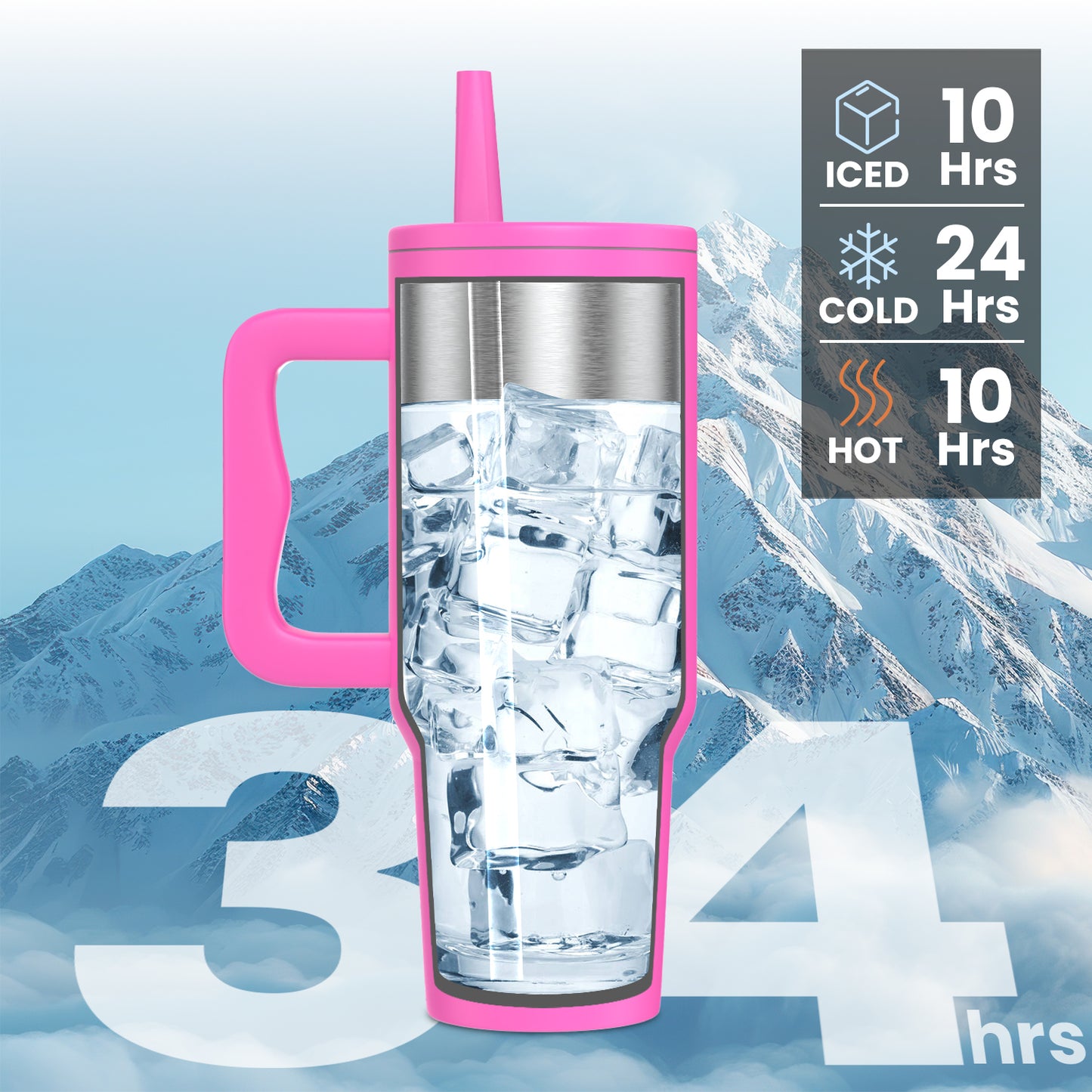 Enem Stainless Steel Pink Tumbler, with 2 Stainless Steel Ice Cubes, 1.2 L