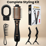enem 3-in-1 Hot Air Brush, 1.5 Inch Barrel Hair Dryer, Hair Straightener & Volumizer, 1200W Blow Dryer Styling Tool for Hairs for Girls & Womens