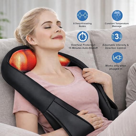 Enem Back Massager for Pain Relief, Back Massager with Compression, Wireless Portable Shiats Massage Machine, Electric Deep Tissue 4D Kneading Massage for Pain Relief and Muscle Relax