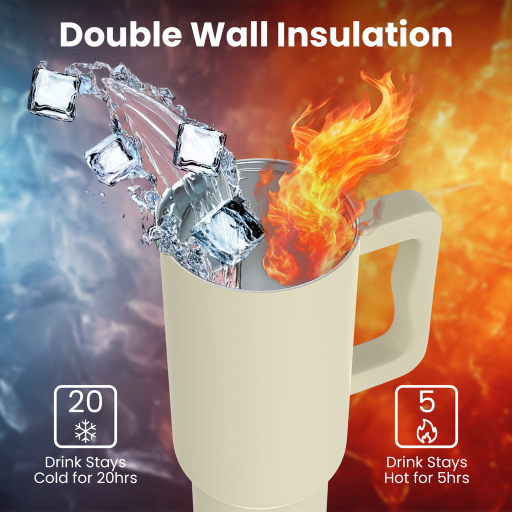 ENEM Stainless Steel Insulated Tumbler 1200ml – Leakproof Travel Mug | Minimal Latte