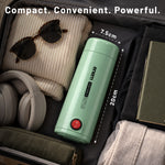 Enem Portable Electric Kettle 350ml, Mini Travel Kettle Food Grade Stainless Steel, Double Wall Insulation, Auto Shut-Off & Dry Boil Protection, Office, Travel & Home, Sage Green