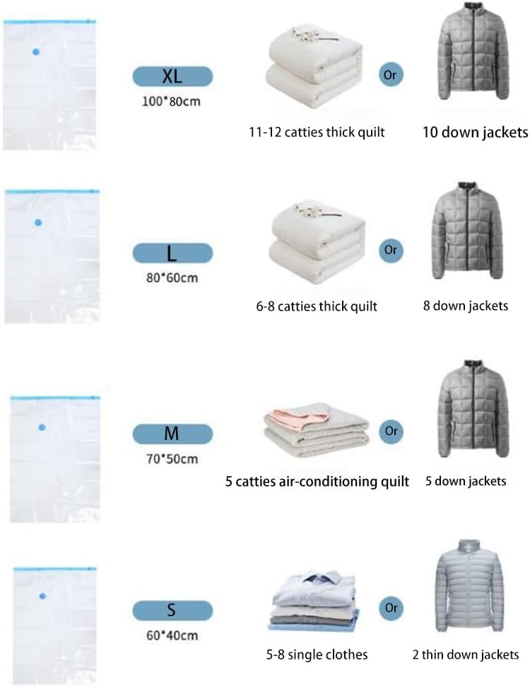 enem Vacuum Bags For Clothes With Pump | Pack of 8 (2 Jumbo, 2 Large, 2 Medium, 2 Small) | Travel Vacuum Bags For Clothes | Wardrobe Organizer For Storage | 1 Year Warranty from enem