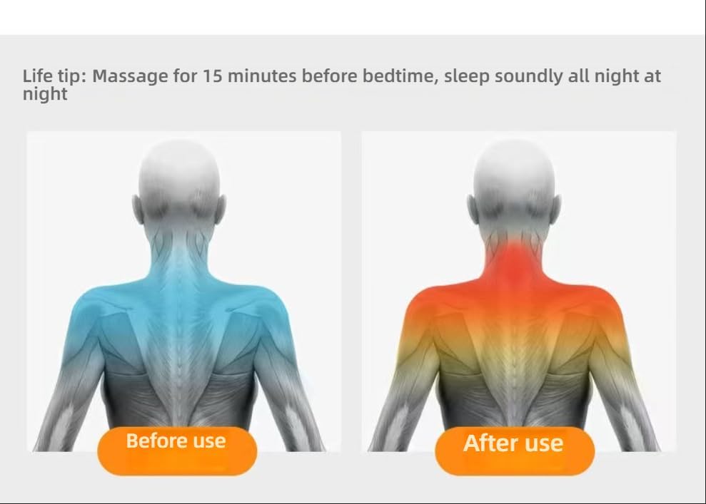 ENEM Shiatsu Back Massager with Heat – Deep Tissue Kneading Massage Cushion | 8 Rotating Nodes