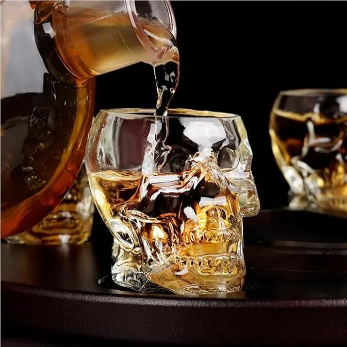 Enem Whiskey Skull Decanter Set with 4 Glasses