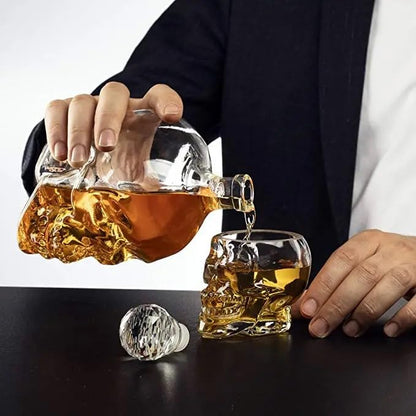 Enem Whiskey Skull Decanter Set with 4 Glasses