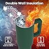 enem Tumbler, Deep Jungle, Insulated Premium Vacuum  Tumblers, Stainless Steel Travel Mug with Handle, Lid & Straw, 1.2L Tumbler for Coffee, Iced Tea, or Water