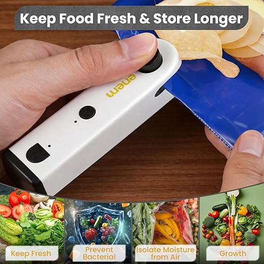 Enem 4-in-1 Mini Sealing Machine for Food Packets, with Cutter, Torch, Bottle Opener, Magnet, Full Customer Support from Enem, Portable Mini Sealing Machine, Packet Sealer Machine