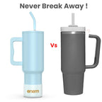 enem Tumbler, Sky Chill, Tumbler with Metal Straw, Sipper, with Lid , 1 Metal Ice Cube, 1 Copper Spring (Tamba), Base Protector, Mug Travel, 1.2L