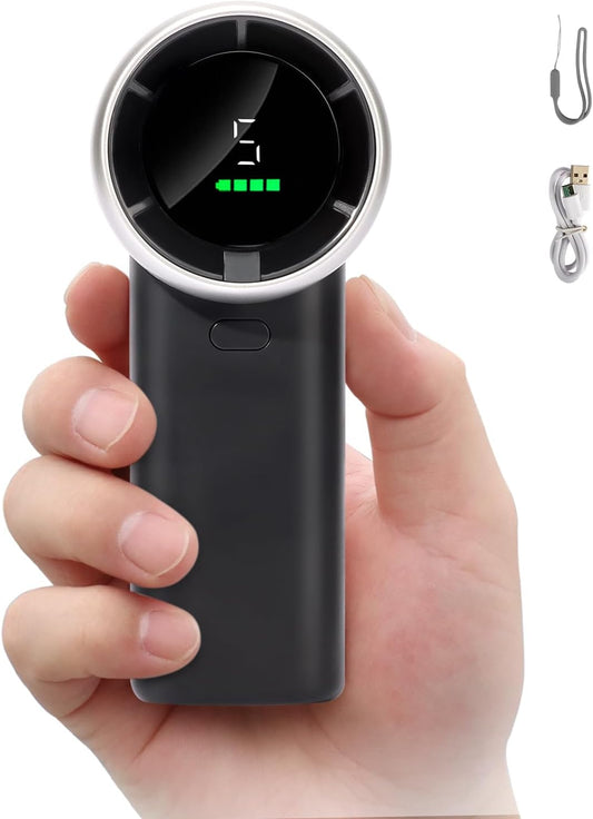 Enem Portable Mini Hand Fan 5200mAh High Speed Handheld Turbo Fan, 13000 RPM Powerful Cooling Ice Fan, Rechargeable, 100 Speeds Adjustable, Digital Display