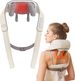 Enem Neck & Back Massager with Heat – Deep Tissue Pain Relief, Cordless Rechargeable | White