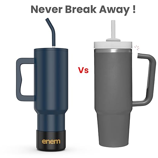 enem Tumbler, Blue Blood, Tumbler with Metal Straw, Sipper, with Lid , 1 Metal Ice Cube, 1 Copper Spring (Tamba), Base Protector, Mug Travel, 1.2L