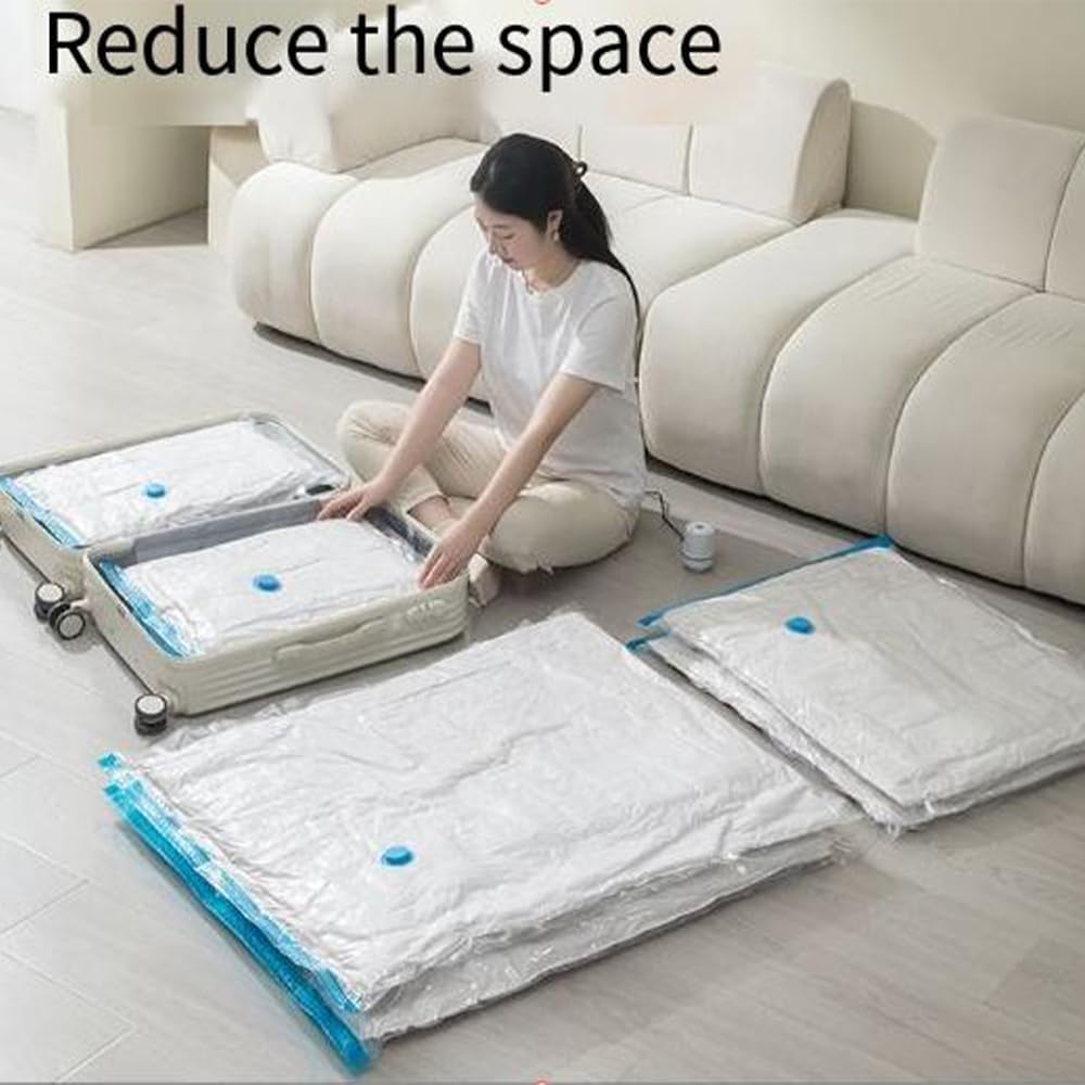 enem Vacuum Bags For Clothes With Pump | Pack of 8 (2 Jumbo, 2 Large, 2 Medium, 2 Small) | Travel Vacuum Bags For Clothes | Wardrobe Organizer For Storage | 1 Year Warranty from enem