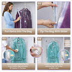 ENEM Hanging Vacuum Storage Bags with Electric Pump – Pack of 4 (2 Jumbo + 2 Large) | Space-Saving Wardrobe Organizer | Reusable | 1 Year Warranty