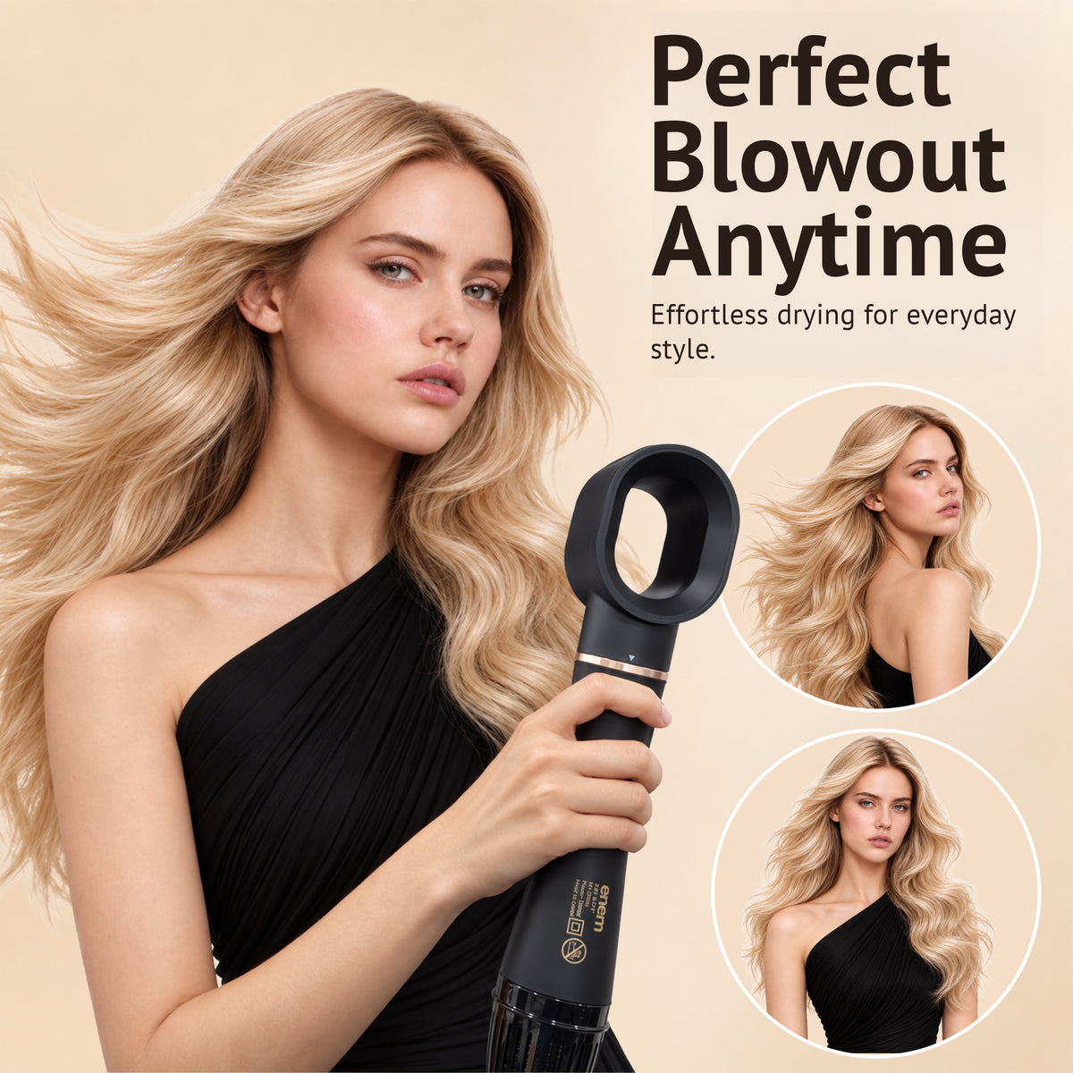 enem 3-in-1 Hot Air Brush, 1.5 Inch Barrel Hair Dryer, Hair Straightener & Volumizer, 1200W Blow Dryer Styling Tool for Hairs for Girls & Womens