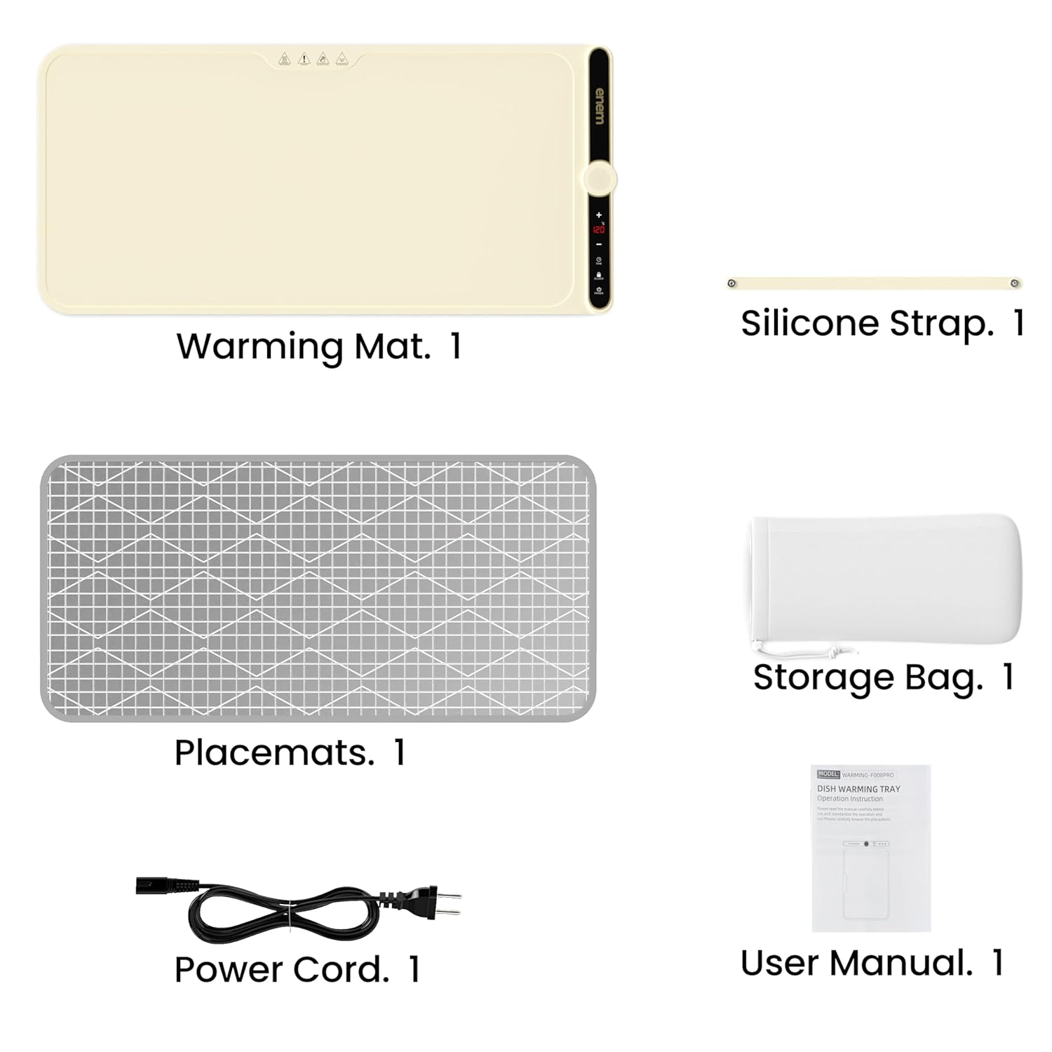 Enem Food Warmer Electric, with Extra Head Pad, Food Warming mat, Food Warmer Electric, 1 Year Warranty & Full Customer Support from Enem, Heat Pad with Adjustable Temperature Levels, 60 * 38 cm