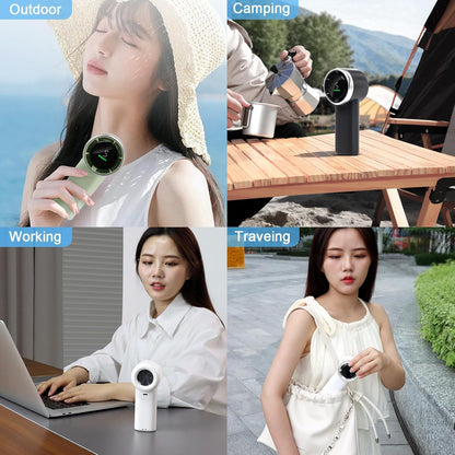 Enem Portable Mini Hand Fan 5200mAh High Speed Handheld Turbo Fan, 13000 RPM Powerful Cooling Ice Fan, Rechargeable, 100 Speeds Adjustable, Digital Display