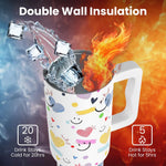 enem Tumbler, Happy Chaos, Tumbler with Metal Straw, Sipper, with Lid Leak Proof, - 1.2(L) - Without Accessories