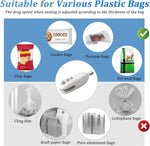 Mini Bag Sealer, 2 in 1 Chip Bag Sealer with Cutter, Rechargeable Bag Sealer Heat Seal, Portable Resealer Machine for Plastic Bags Food Storage Snacks Freshness (White,1pack)