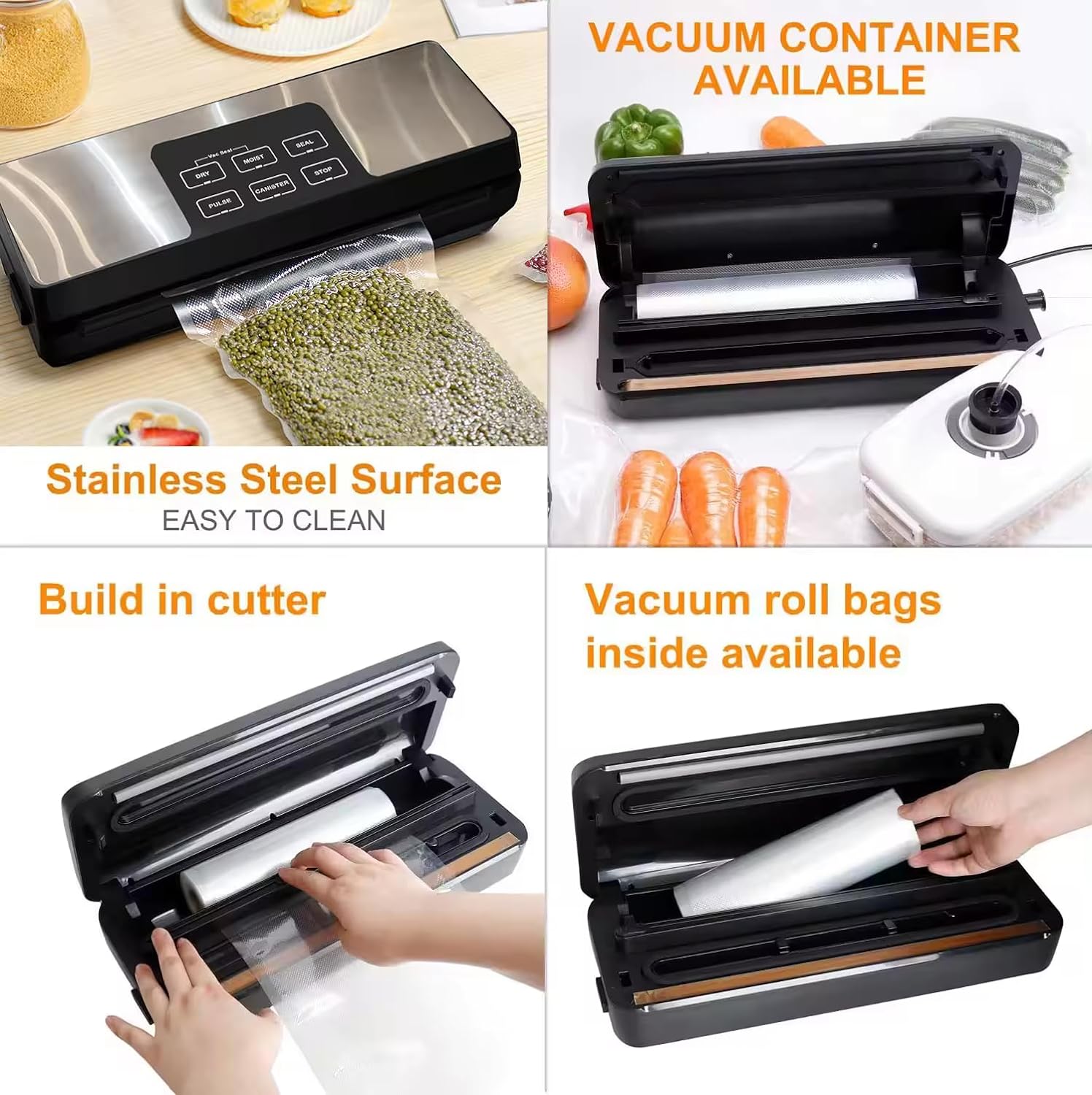 ENEM Vacuum Sealer Machine for Packing, Sealing Machine for Food Packets, 80kpa Automatic Dry & Wet Air Packet Sealer Machine, with 2 Year Warranty from Enem,With Free 1 Vacuum Roll,10 Vacuum Pouches
