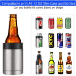 Enem Beer Bottle and Can Cooler with Beer Opener, Vacuum Insulated Double Walled Stainless Steel, 12 oz., for 330ml Bottle/Can
