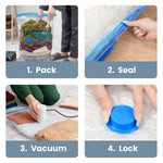 enem Vacuum Storage Bags for Clothes Pack of 4 Bags (2 Large 100x80cm, 2 Small 80x24cm) | Space Saving Travel Vacuum Bags | Wardrobe Organizer & Clothes Storage Bags for Home, Travel