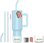 enem Tumbler, Sky Chill, Tumbler with Metal Straw, Sipper, with Lid , 1 Metal Ice Cube, 1 Copper Spring (Tamba), Base Protector, Mug Travel, 1.2L