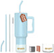 enem Tumbler, Sky Chill, Tumbler with Metal Straw, Sipper, with Lid , 1 Metal Ice Cube, 1 Copper Spring (Tamba), Base Protector, Mug Travel, 1.2L
