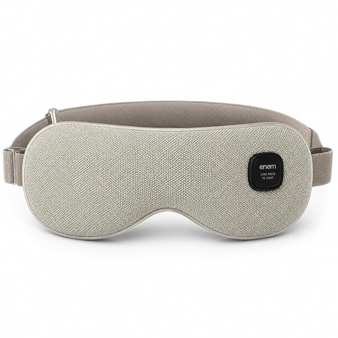 Click to see full view enem Heated Eye Mask Cordless for Dry Eyes, Rechargeable Warm Mask for Eye Fatigue, Puffy Eyes & Improved Sleep, Washable Heating Pad with Replaceable Cover, Travel Friendly